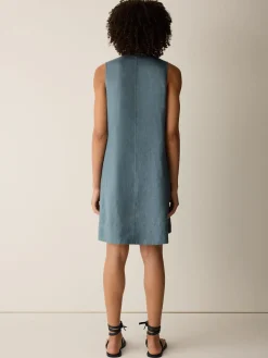 Organic Linen Split Neck Dress
