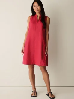 Organic Linen Split Neck Dress