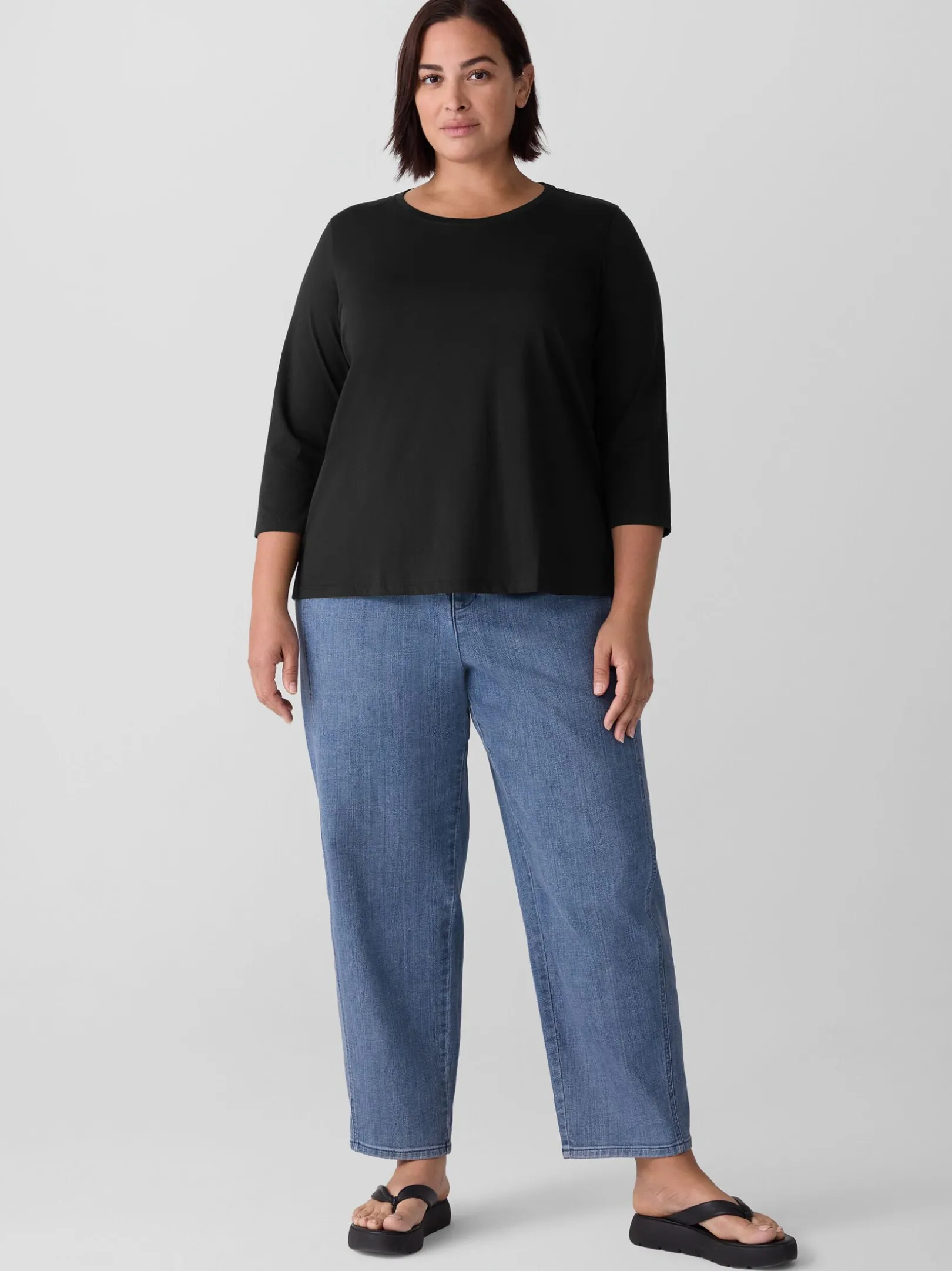 Organic Pima Cotton Jersey 3/4-Sleeve Tee