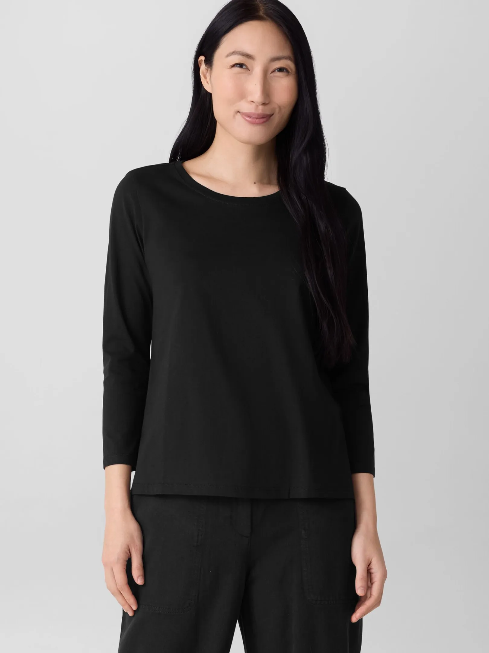 Organic Pima Cotton Jersey 3/4-Sleeve Tee