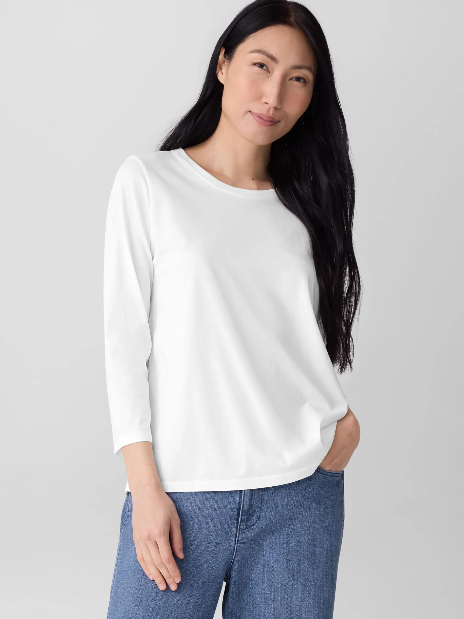 Organic Pima Cotton Jersey 3/4-Sleeve Tee