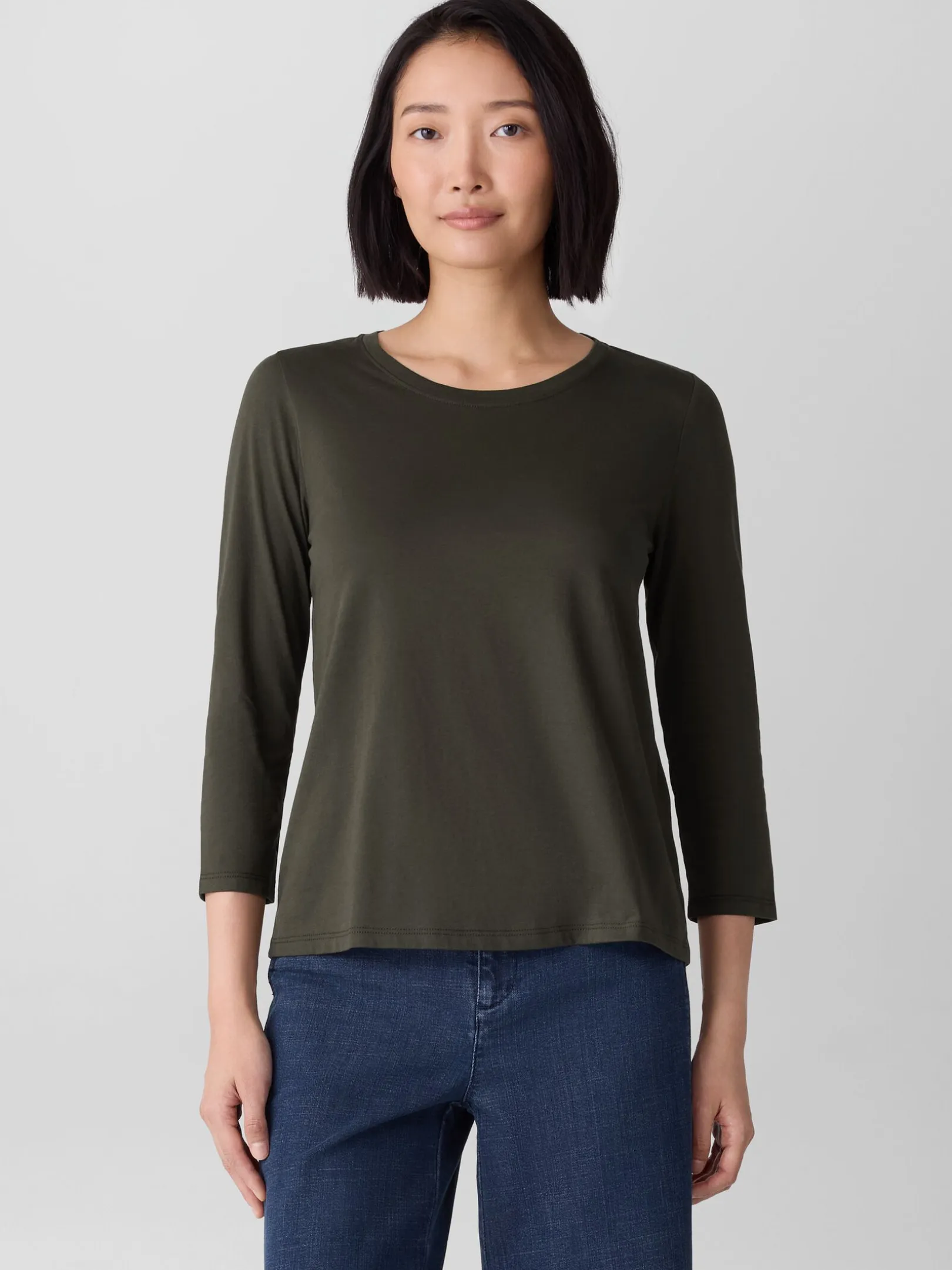 Organic Pima Cotton Jersey 3/4-Sleeve Tee