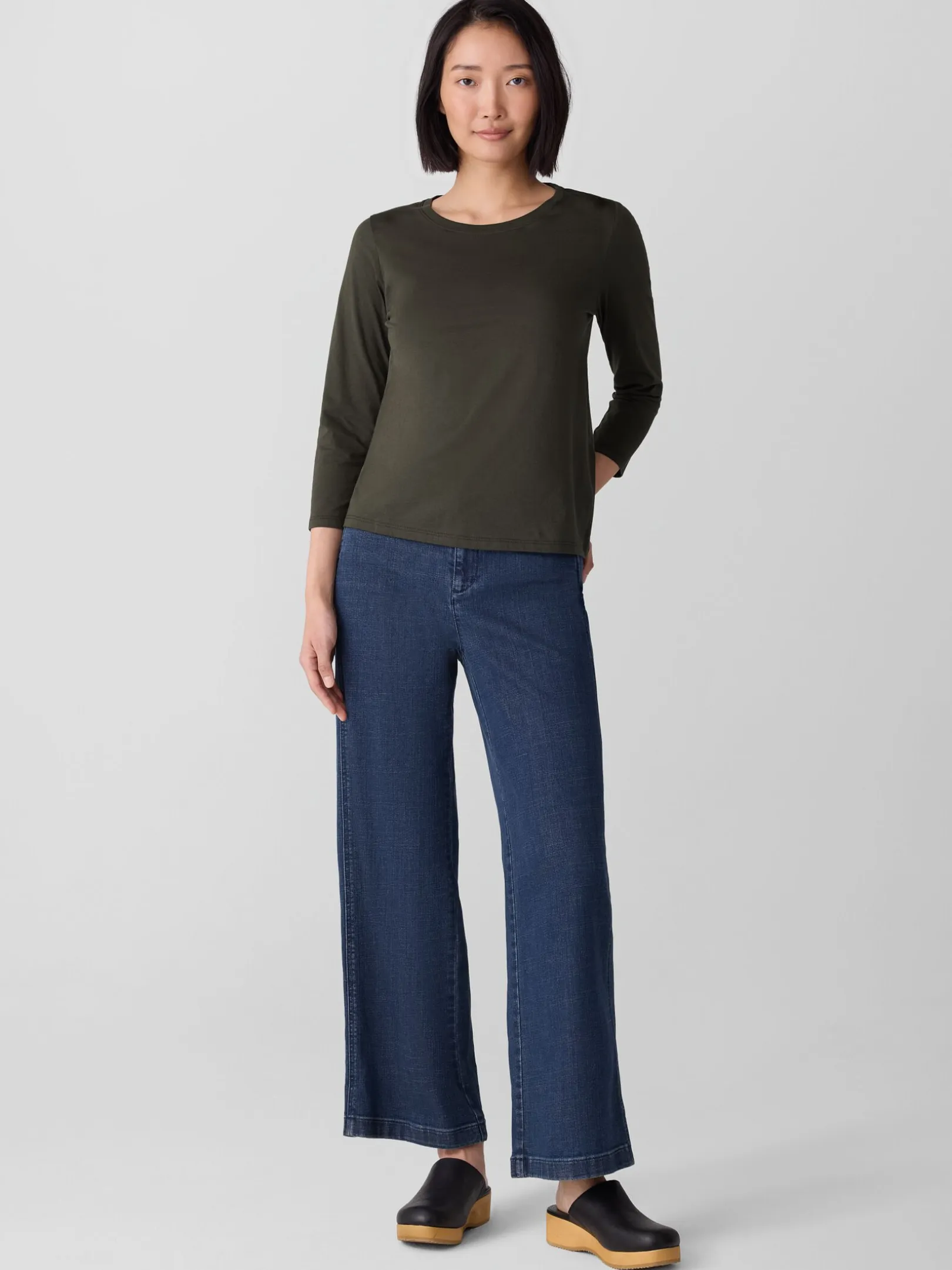 Organic Pima Cotton Jersey 3/4-Sleeve Tee