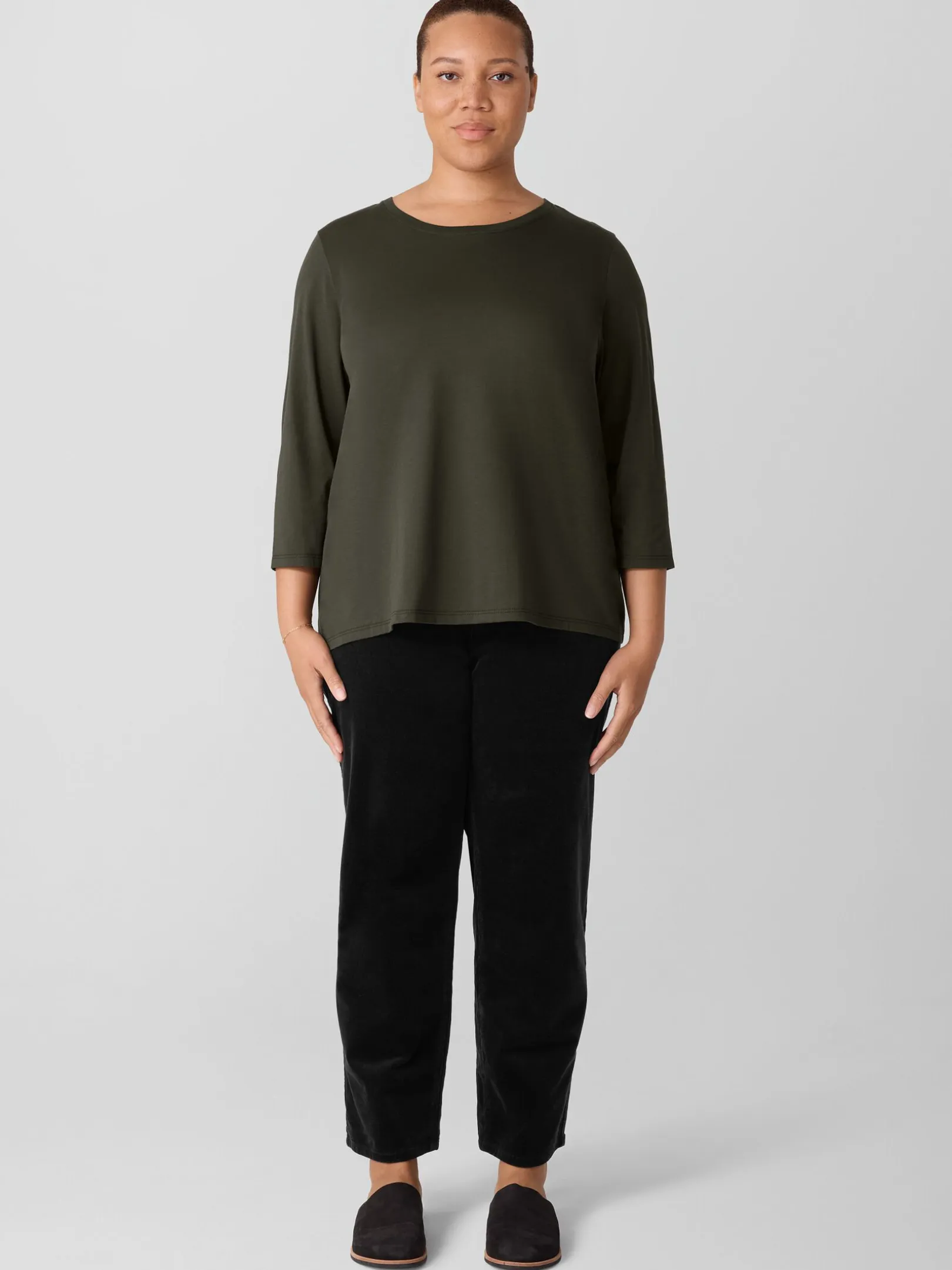 Organic Pima Cotton Jersey 3/4-Sleeve Tee