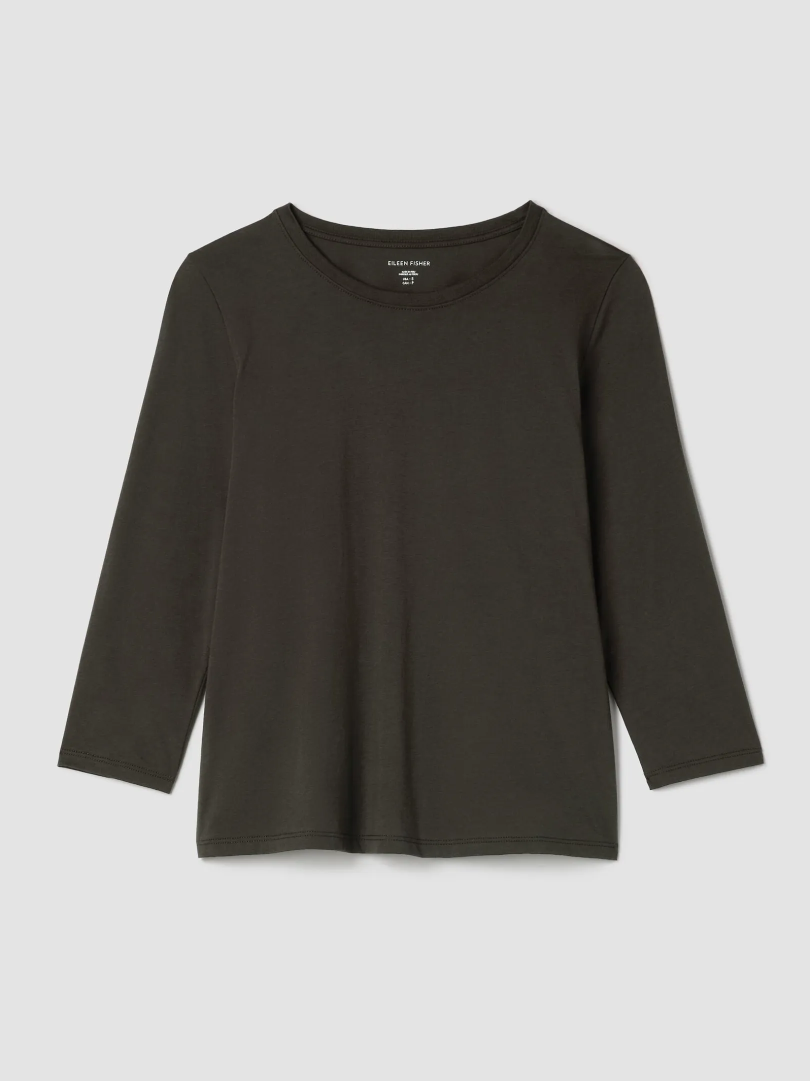 Organic Pima Cotton Jersey 3/4-Sleeve Tee