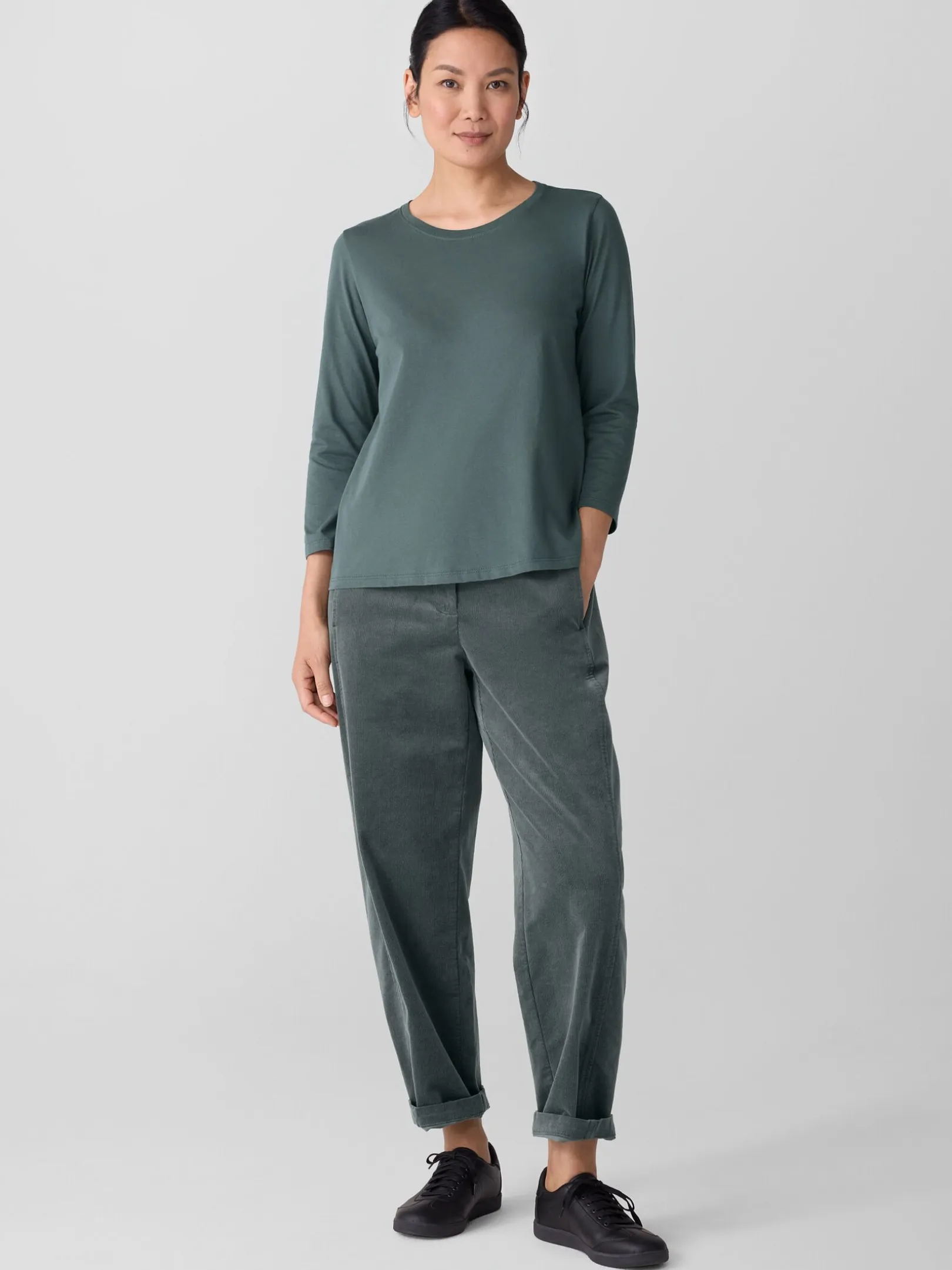 Organic Pima Cotton Jersey 3/4-Sleeve Tee