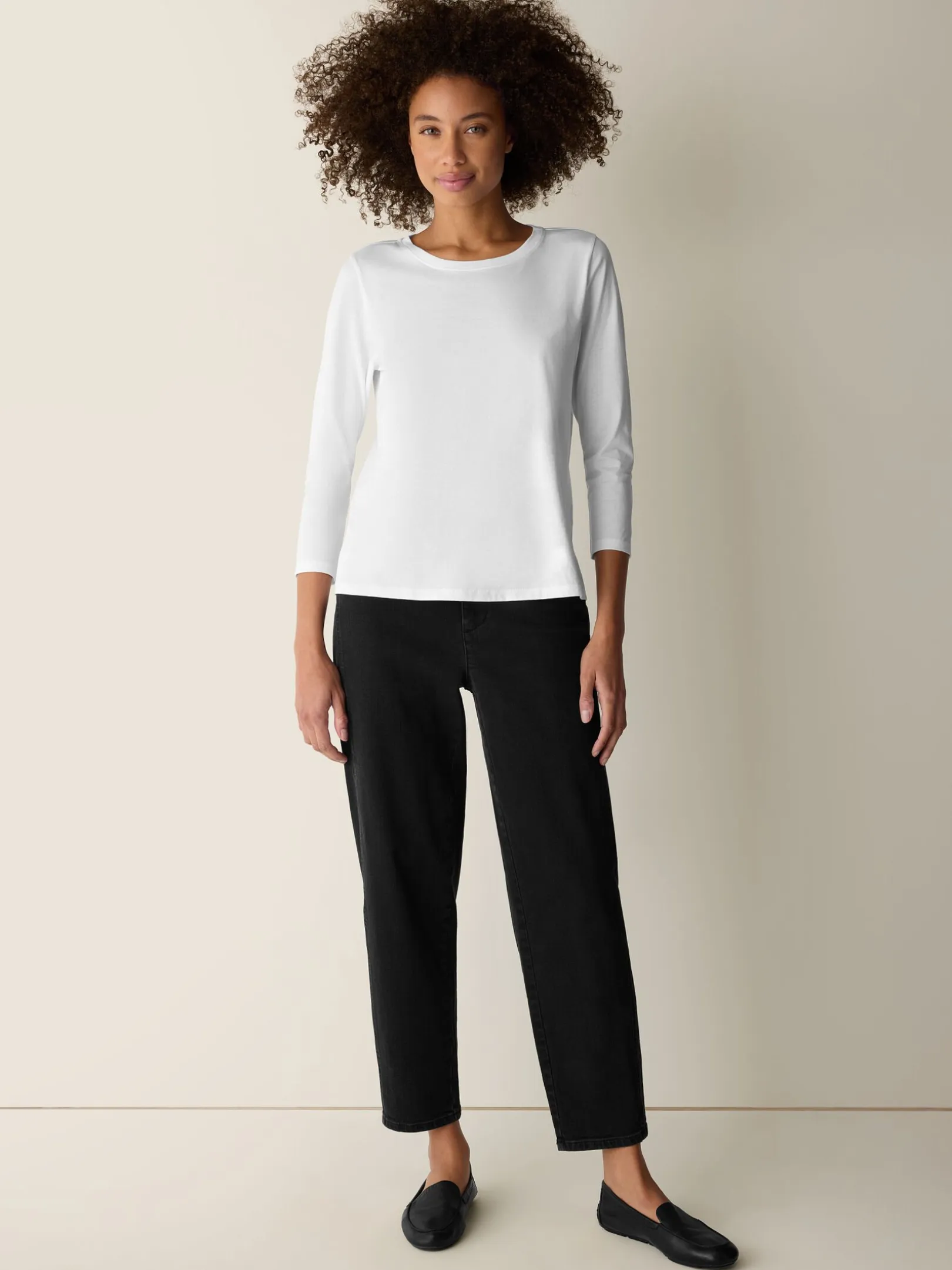 Organic Pima Cotton Jersey 3/4-Sleeve Tee