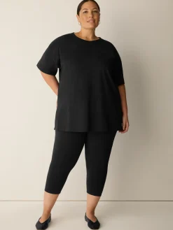 Pima Cotton Stretch Jersey Crew Neck Long Top