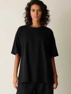 Pima Cotton Stretch Jersey Crew Neck Long Top