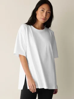 Pima Cotton Stretch Jersey Crew Neck Long Top