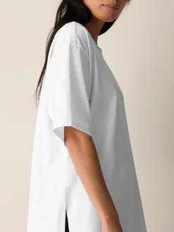 Pima Cotton Stretch Jersey Crew Neck Long Top