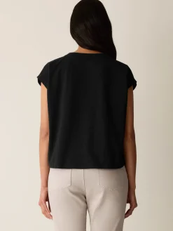 Pima Cotton Stretch Jersey Crew Neck Top
