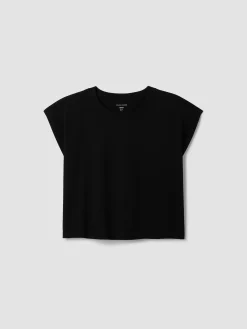 Pima Cotton Stretch Jersey Crew Neck Top