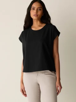 Pima Cotton Stretch Jersey Crew Neck Top