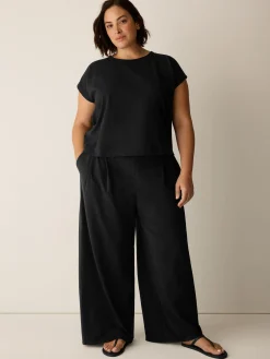 Pima Cotton Stretch Jersey Crew Neck Top