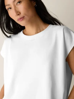 Pima Cotton Stretch Jersey Crew Neck Top
