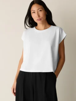 Pima Cotton Stretch Jersey Crew Neck Top