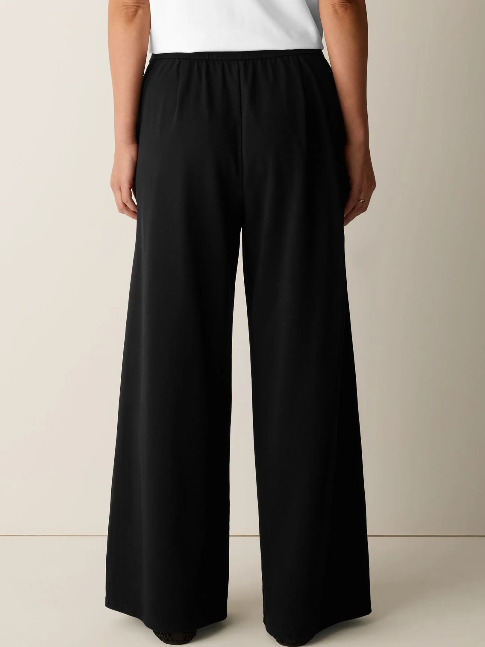 Pima Cotton Stretch Jersey Full-Length Wide Pant