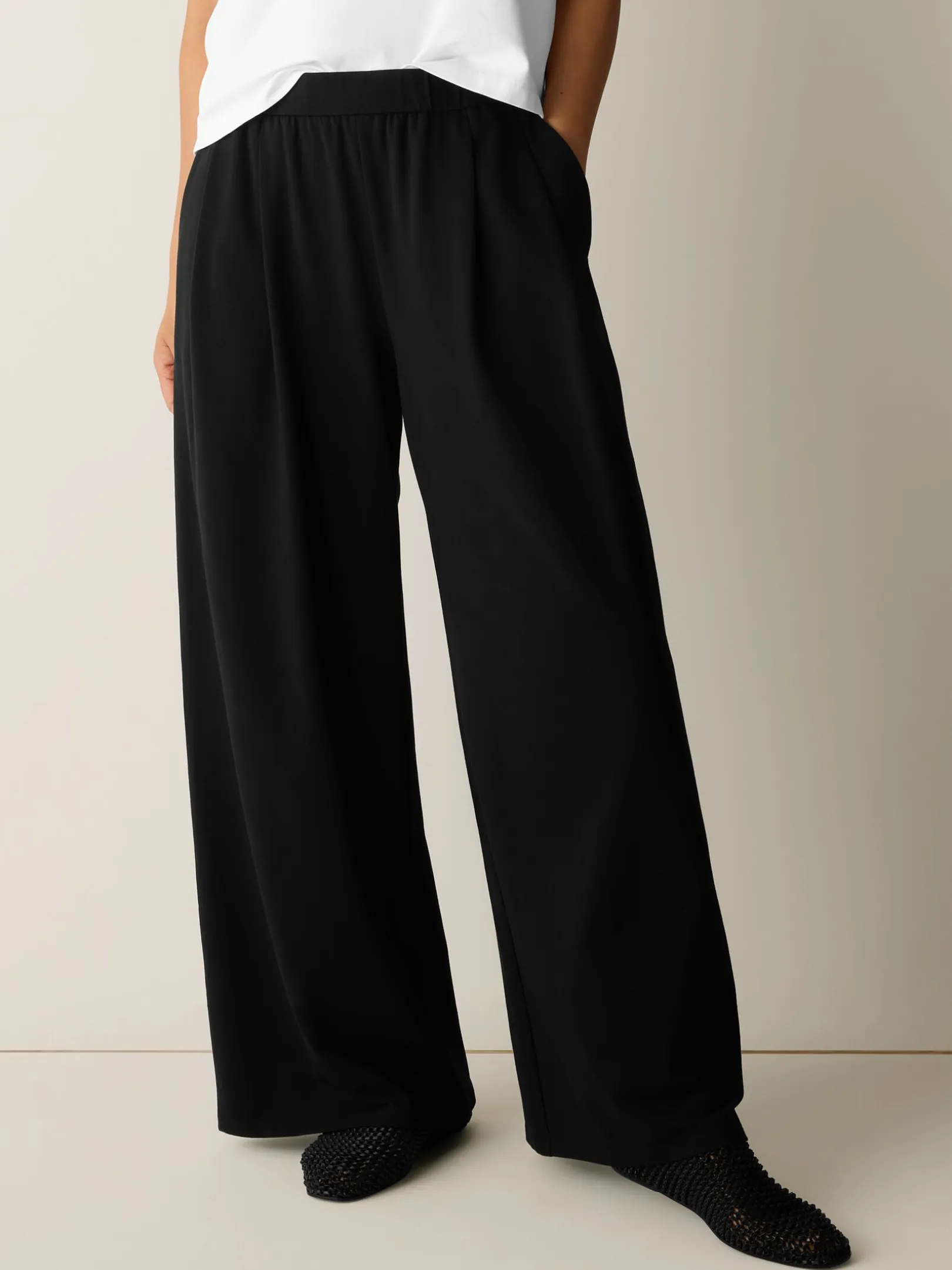 Pima Cotton Stretch Jersey Full-Length Wide Pant