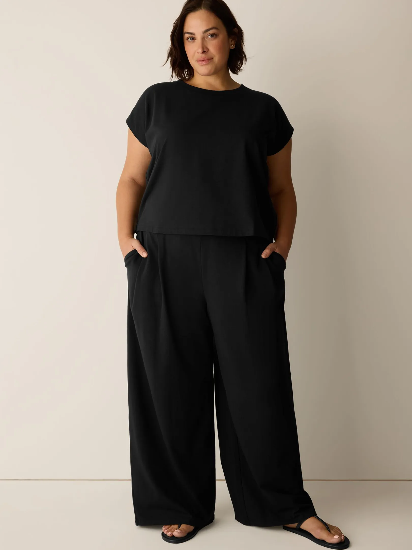 Pima Cotton Stretch Jersey Full-Length Wide Pant