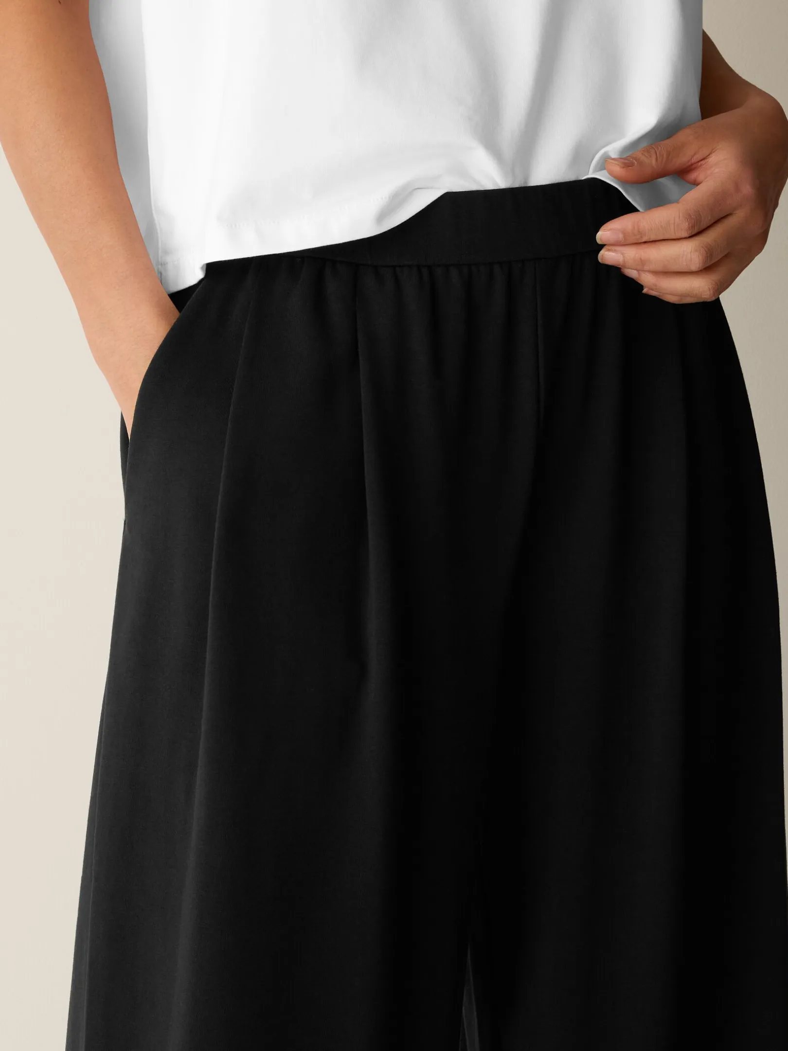 Pima Cotton Stretch Jersey Full-Length Wide Pant