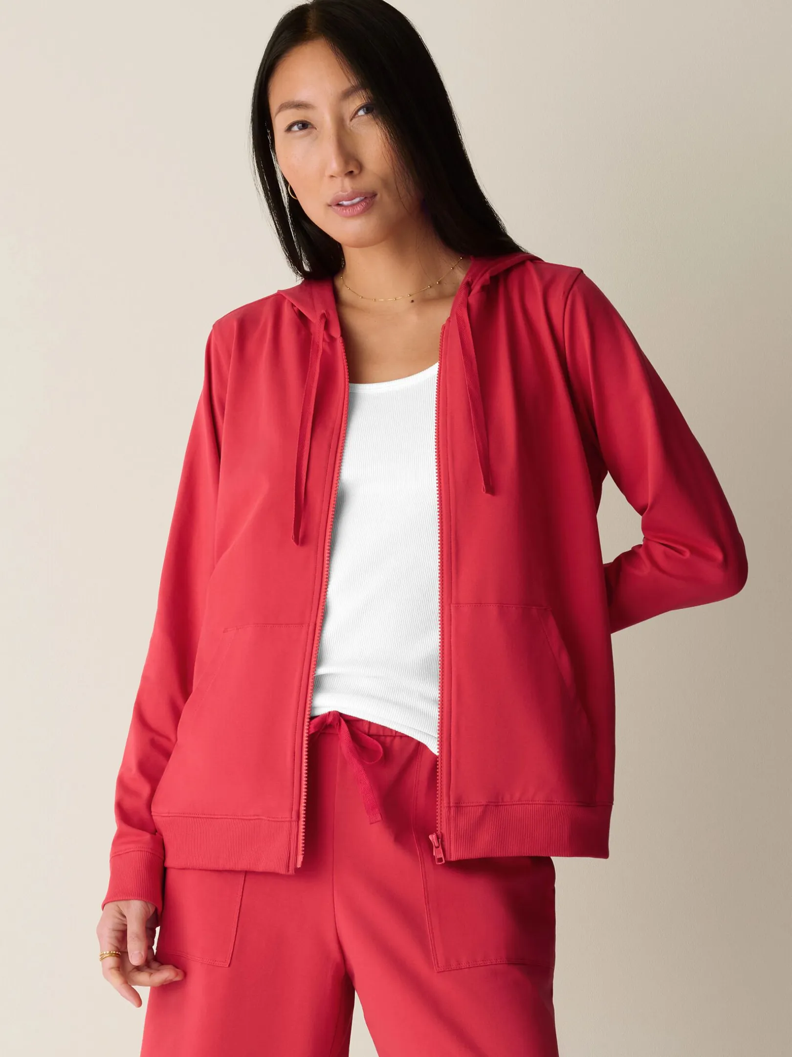 Pima Cotton Stretch Jersey Hooded Jacket