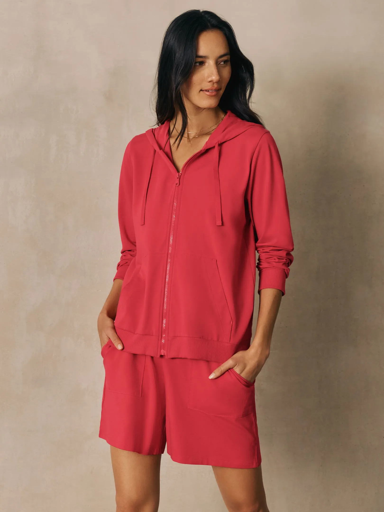 Pima Cotton Stretch Jersey Hooded Jacket