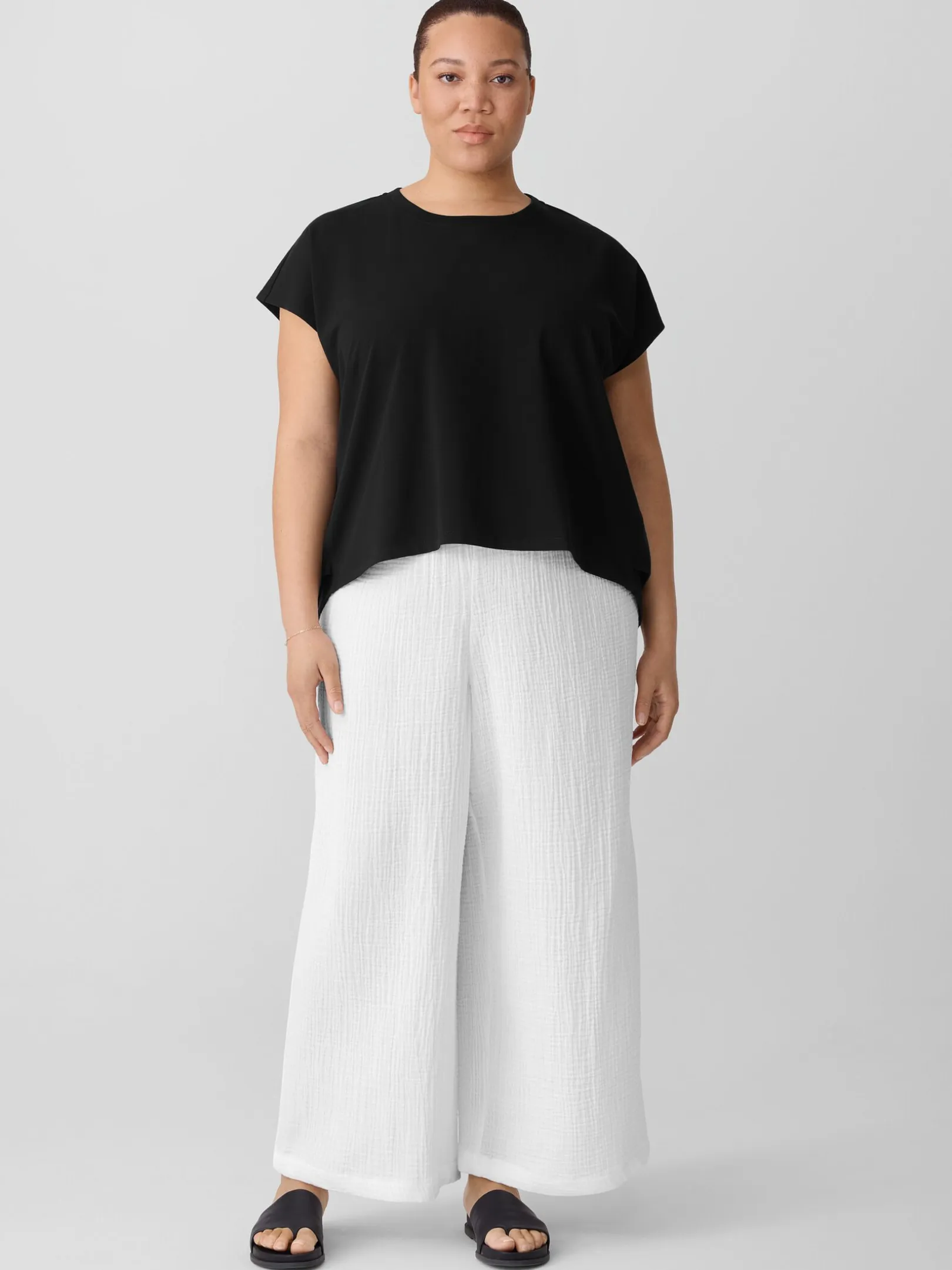 Pima Cotton Stretch Jersey PleatedBox-Top