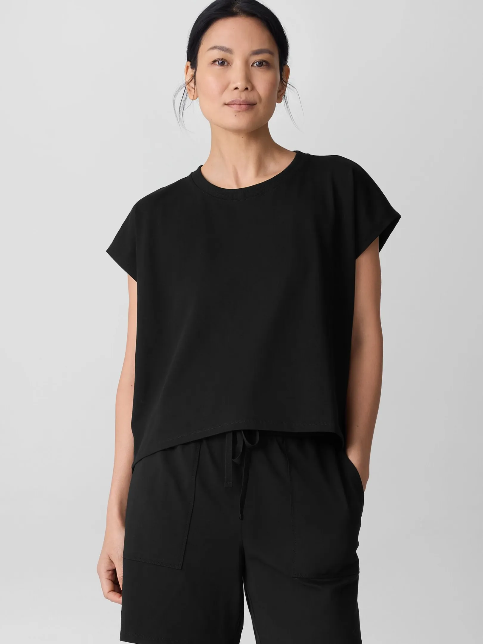 Pima Cotton Stretch Jersey PleatedBox-Top