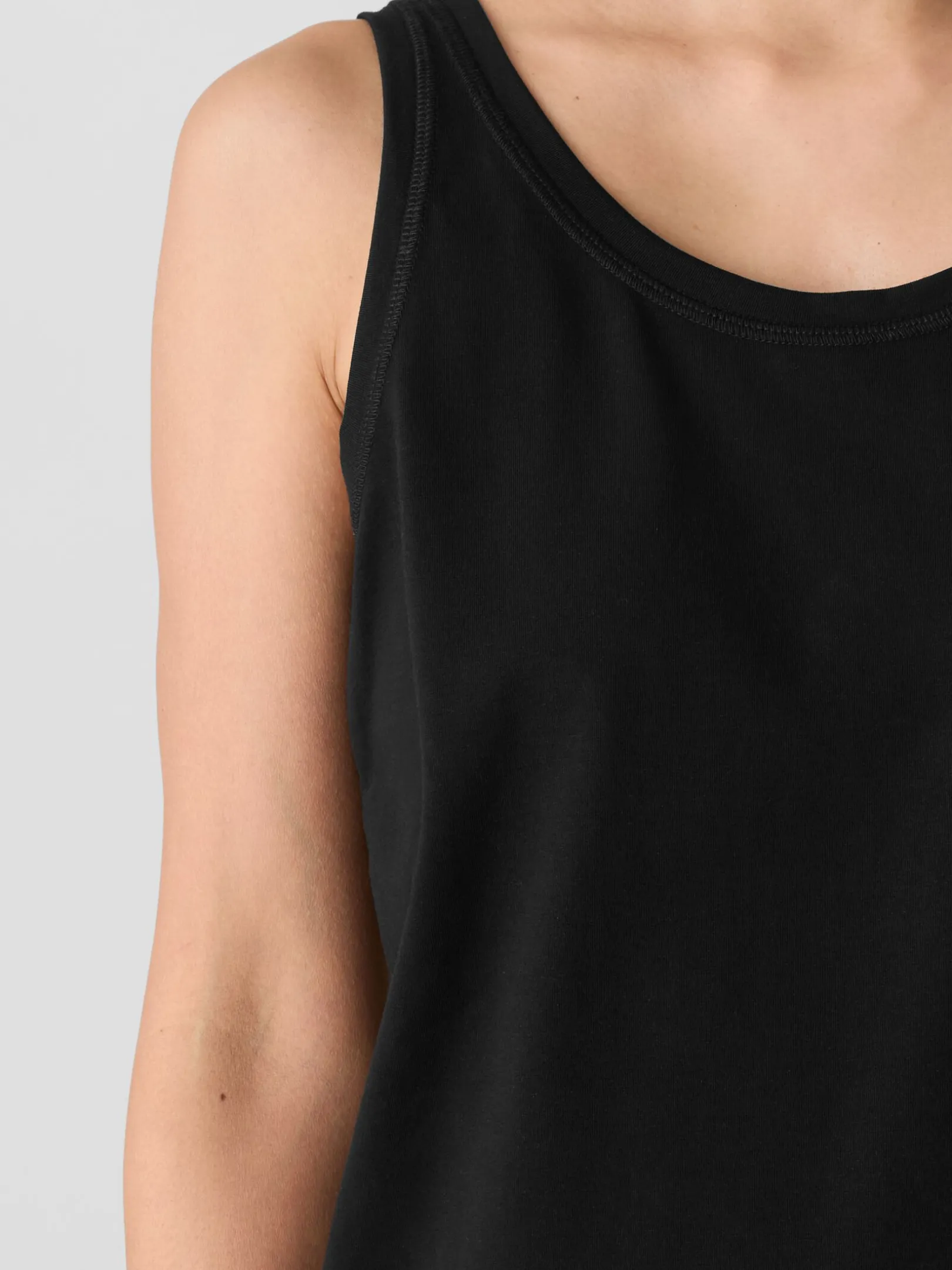 Pima Cotton Stretch Jersey Scoop Neck Tank
