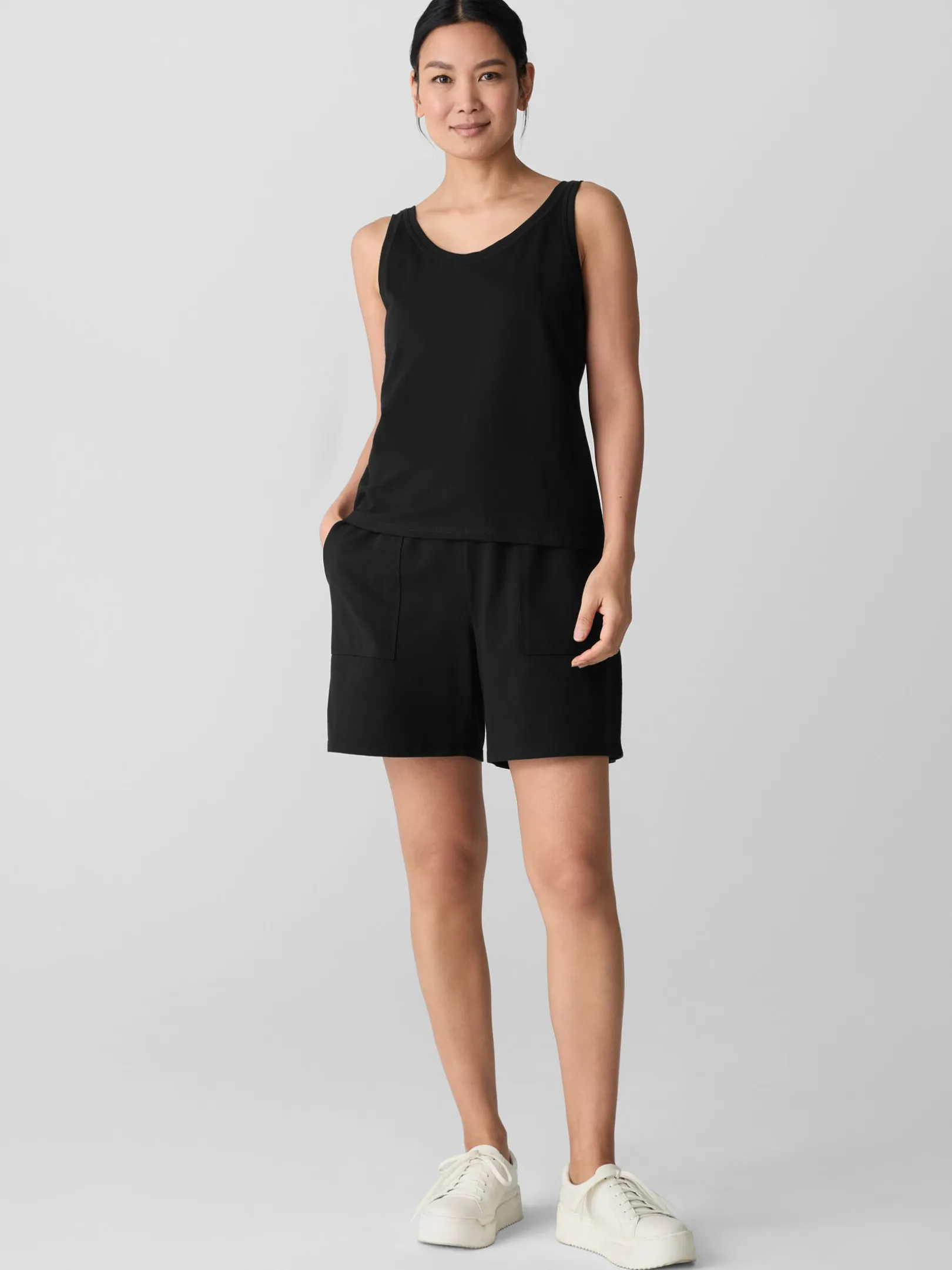 Pima Cotton Stretch Jersey Scoop Neck Tank