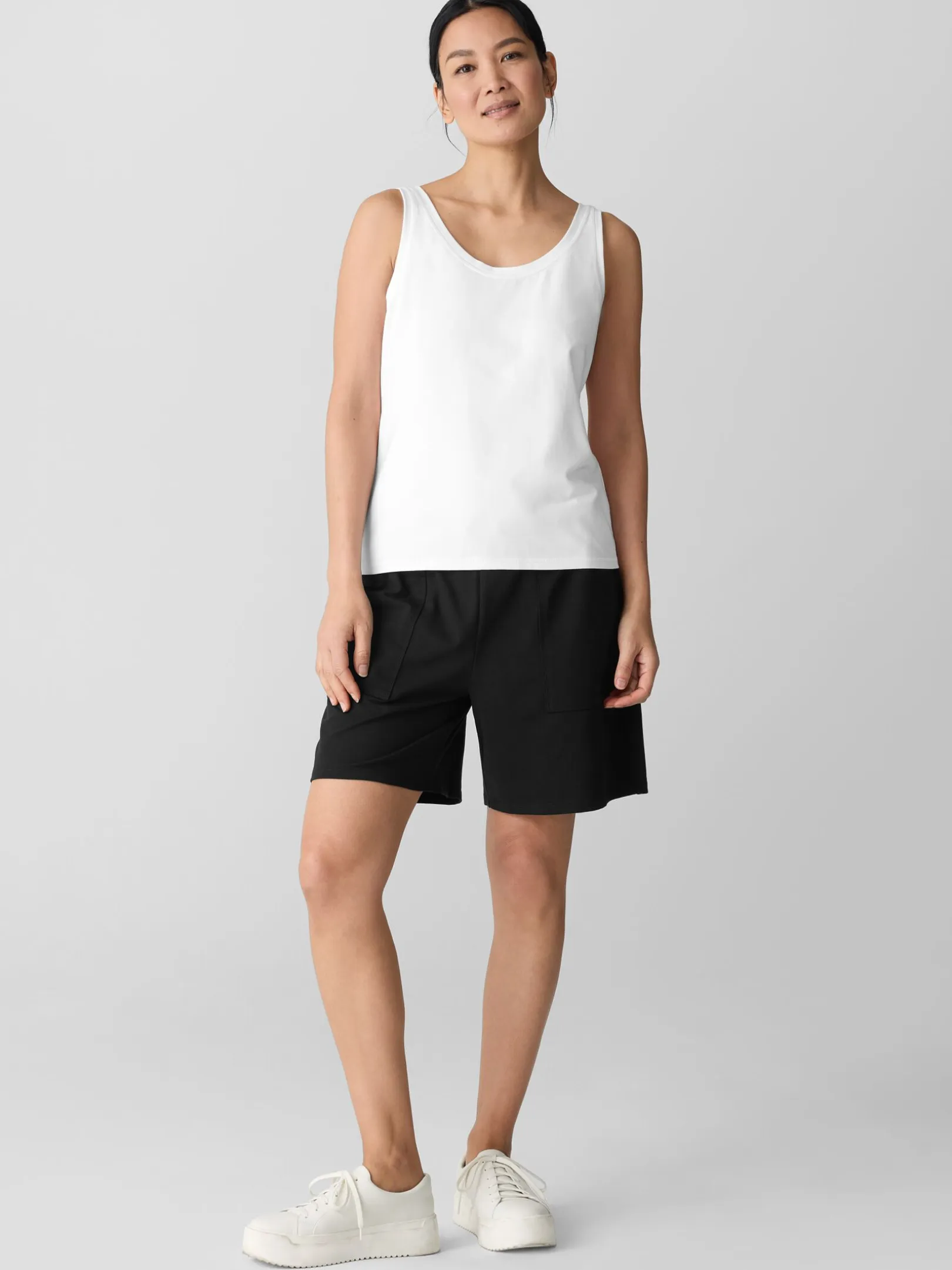 Pima Cotton Stretch Jersey Scoop Neck Tank