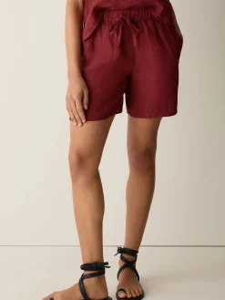 Puckered Organic Linen Stripe Shorts