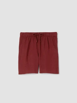 Puckered Organic Linen Stripe Shorts