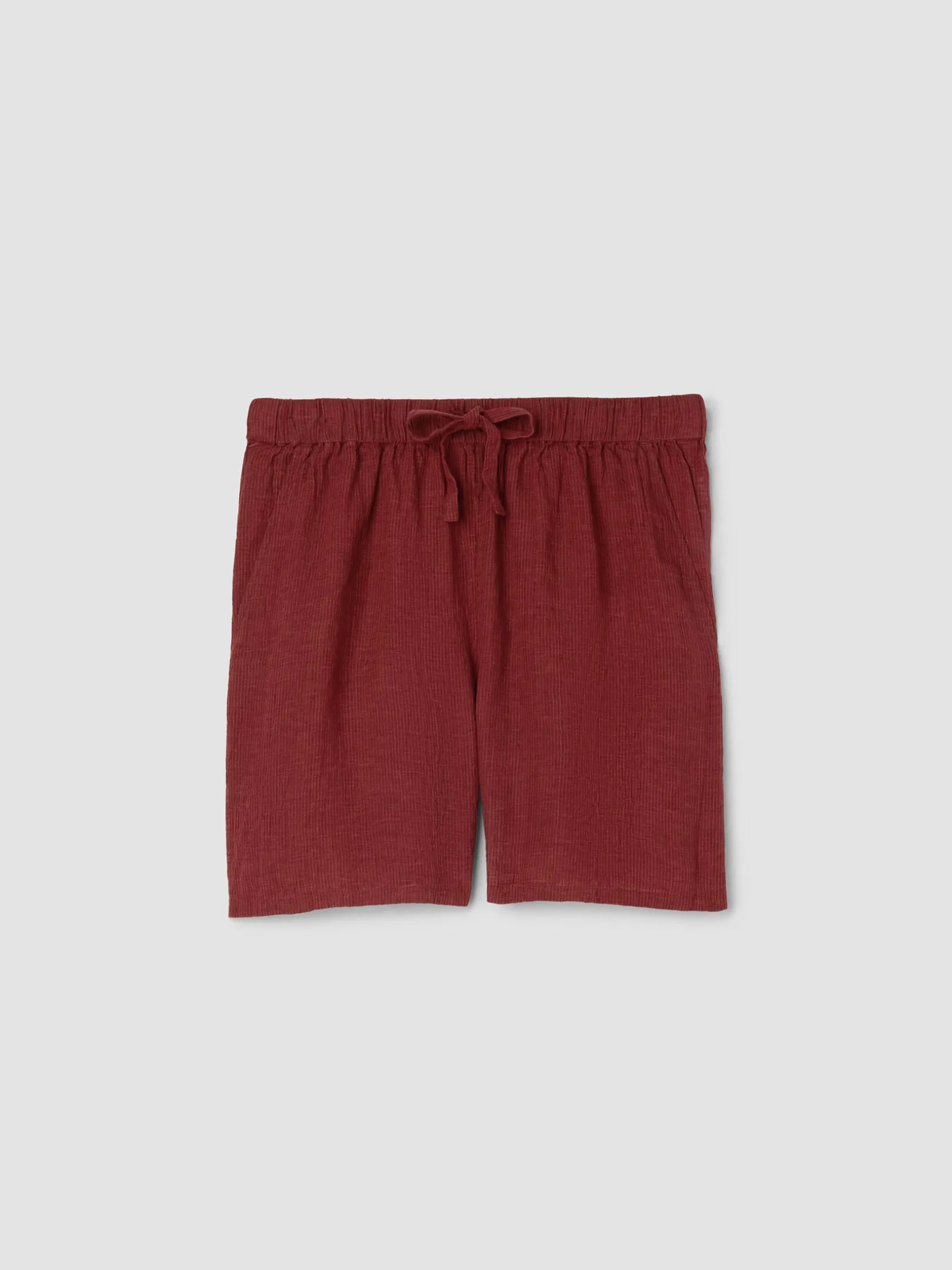 Puckered Organic Linen Stripe Shorts