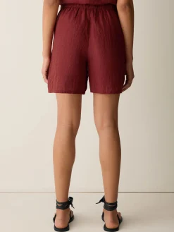 Puckered Organic Linen Stripe Shorts