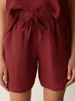 Puckered Organic Linen Stripe Shorts