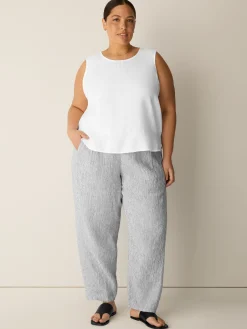 Puckered Organic Linen Stripe Lantern Pant