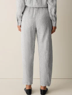 Puckered Organic Linen Stripe Lantern Pant