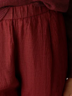 Puckered Organic Linen Stripe Lantern Pant