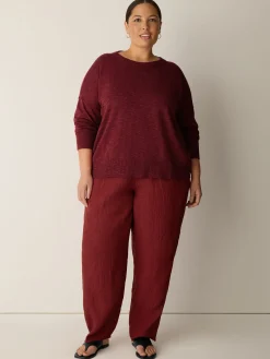 Puckered Organic Linen Stripe Lantern Pant