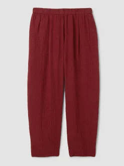 Puckered Organic Linen Stripe Lantern Pant