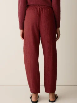 Puckered Organic Linen Stripe Lantern Pant
