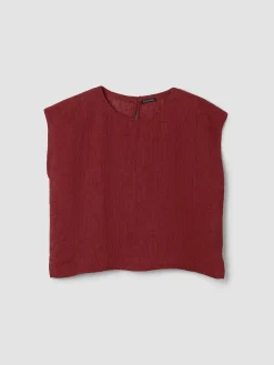 Puckered Organic Linen Stripe Square Top