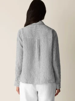 Puckered Organic Linen Stripe Classic Collar Shirt