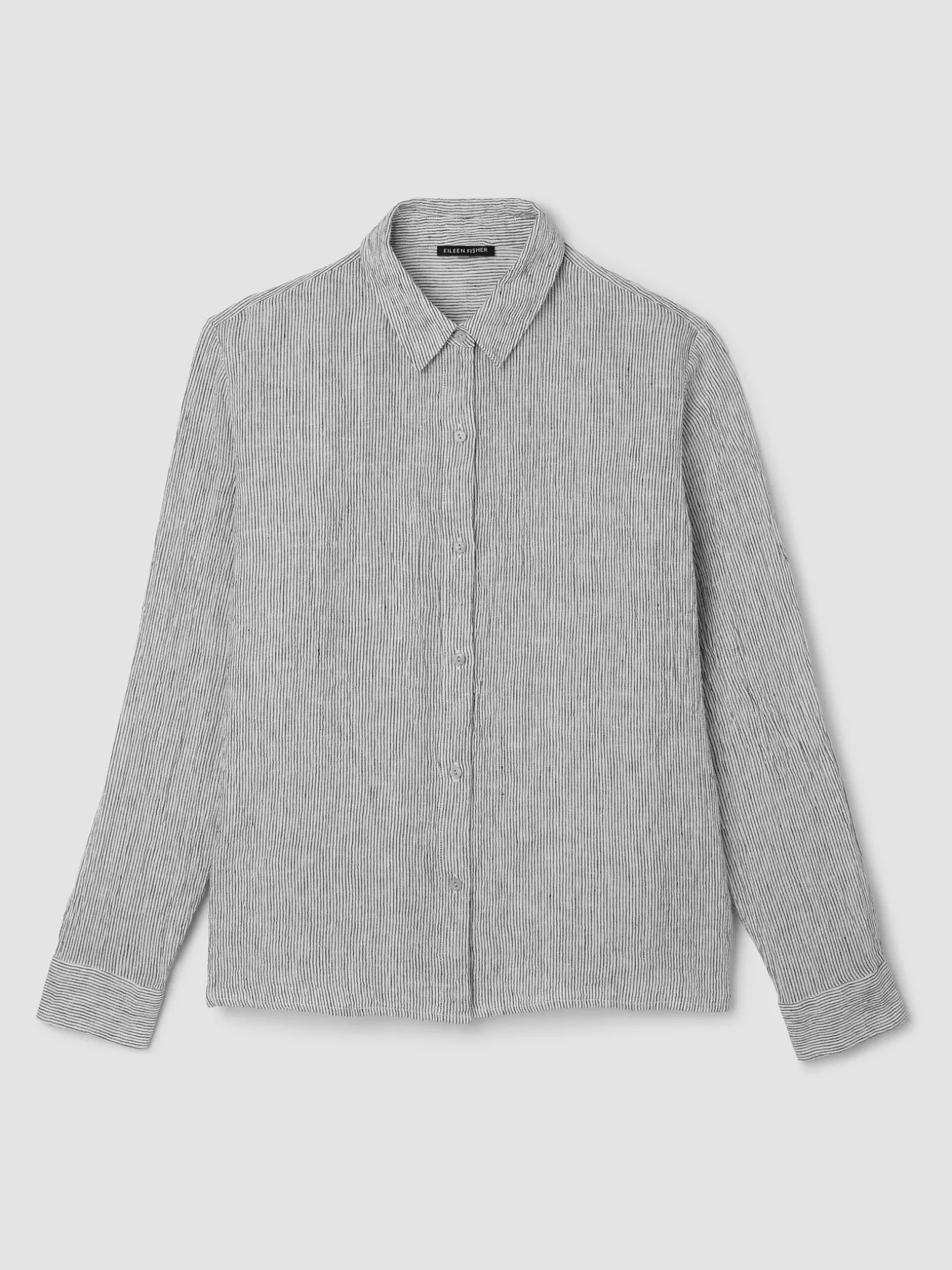 Puckered Organic Linen Stripe Classic Collar Shirt