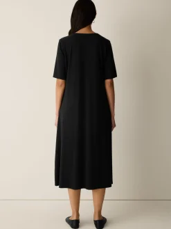 Ribbed Knit V-Neck Dress