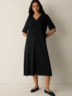 Ribbed Knit V-Neck Dress
