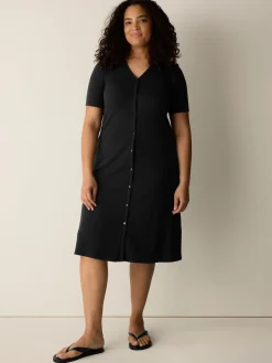 Ribbed Knit V-Neck Dress