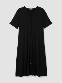 Ribbed Knit V-Neck Dress